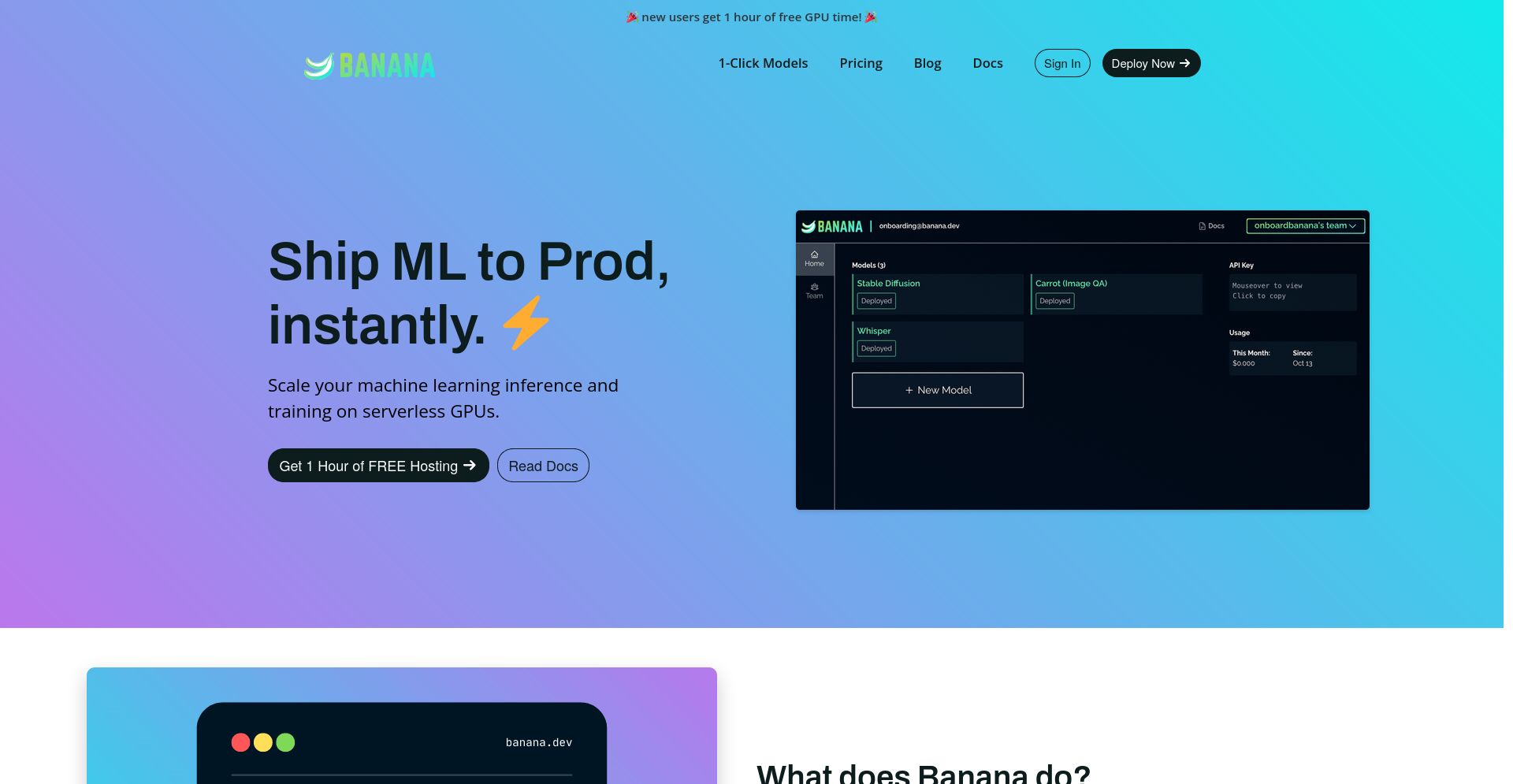 Banana - website homepage screenshot