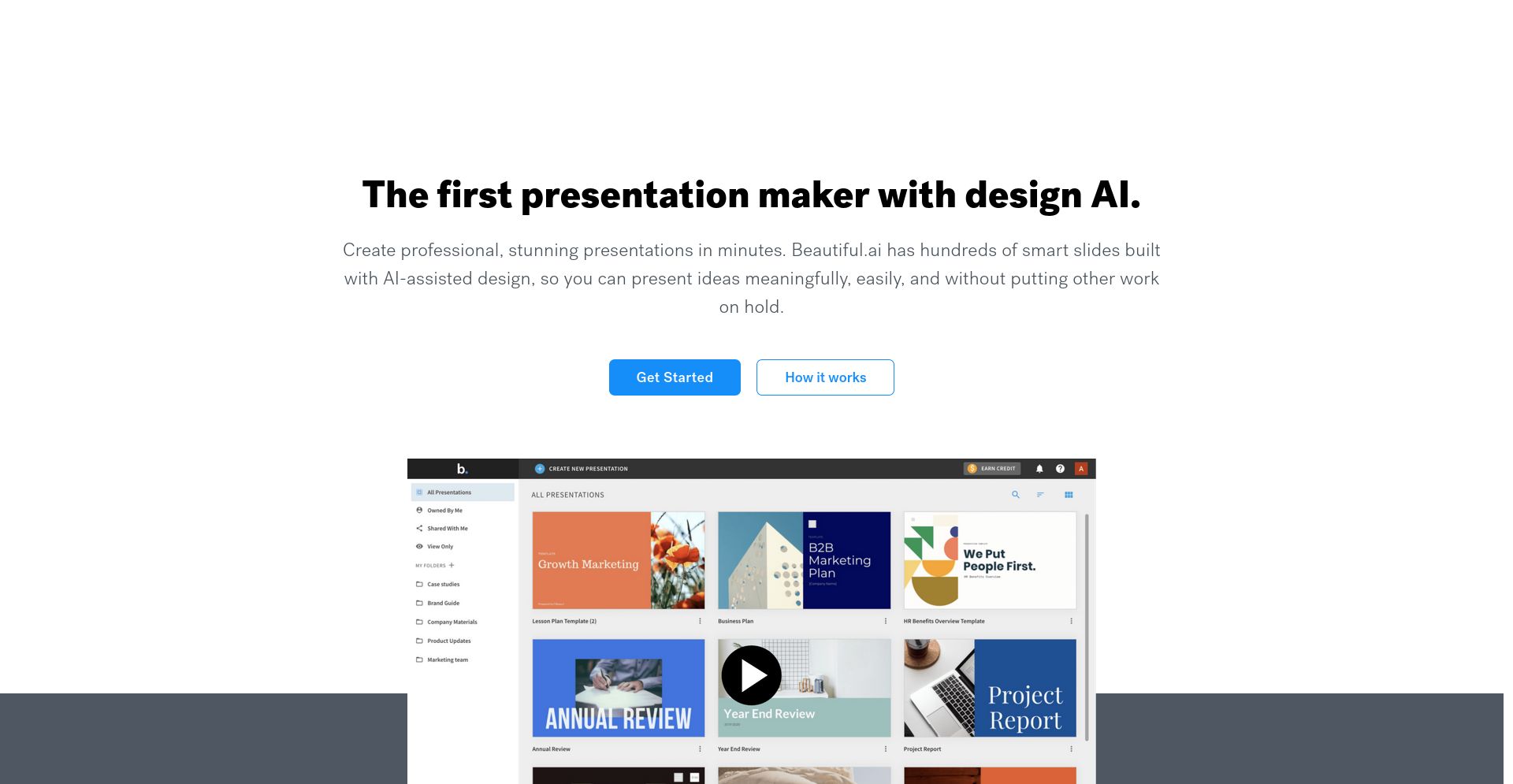 Beautiful.ai - website homepage screenshot