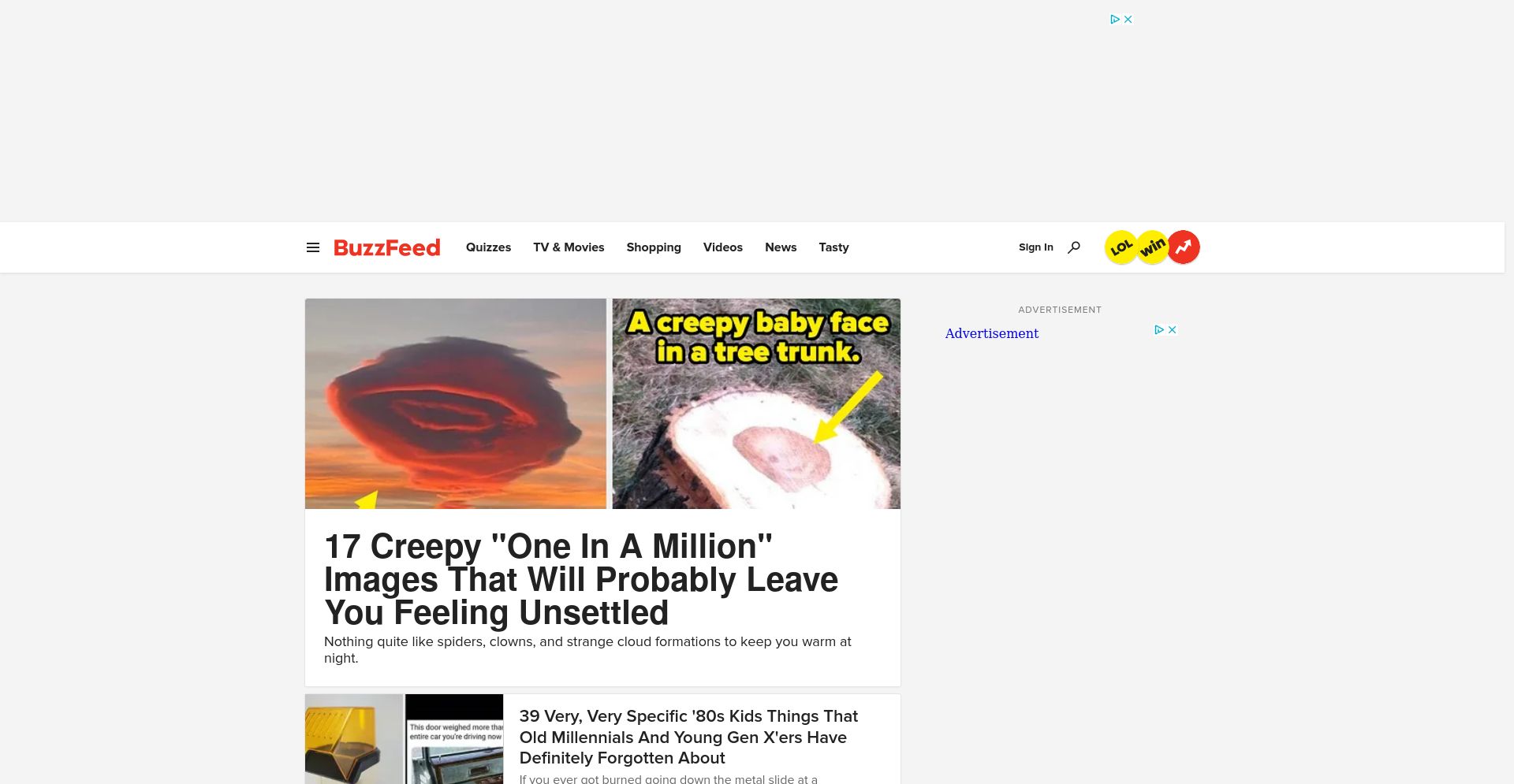 BuzzFeed - website homepage screenshot