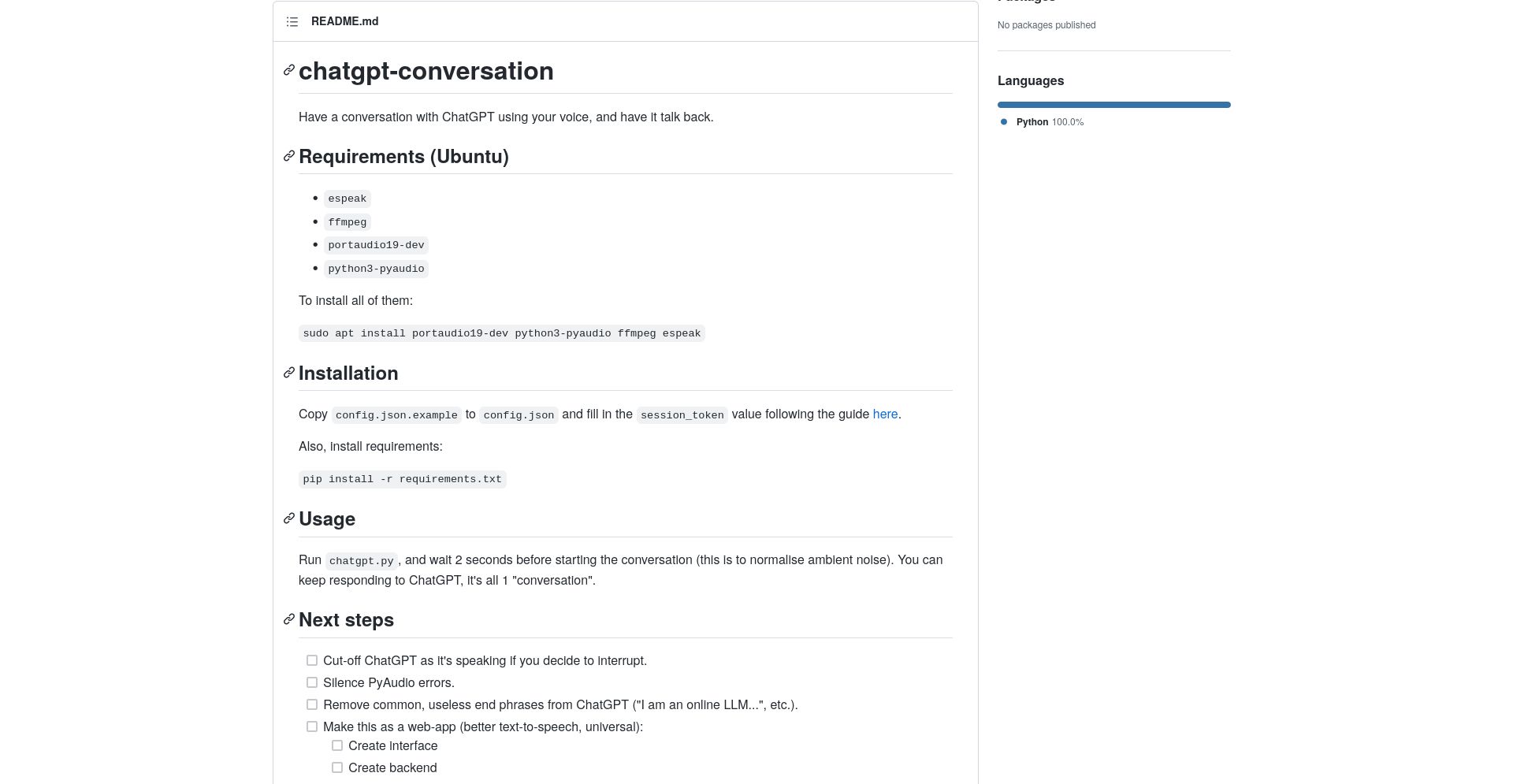 chatgpt-conversation - website homepage screenshot