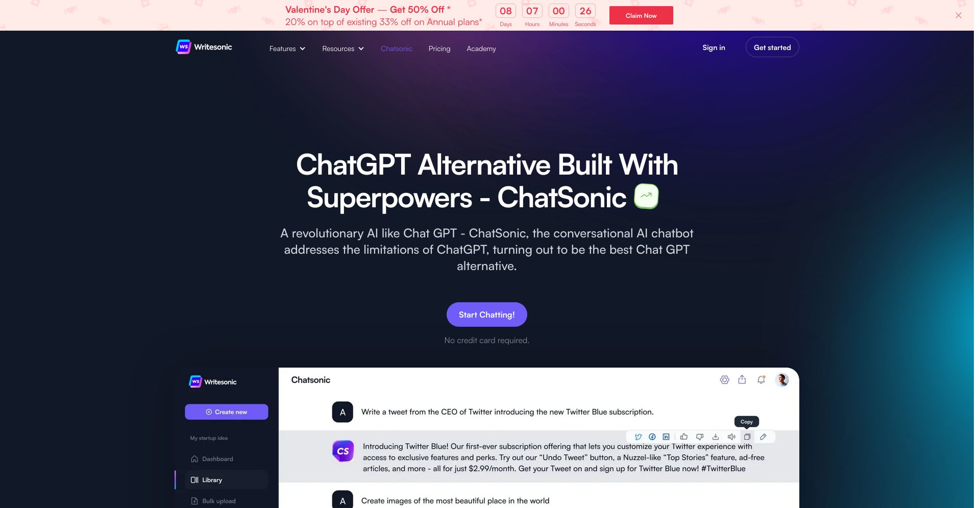 Chatsonic - website homepage screenshot