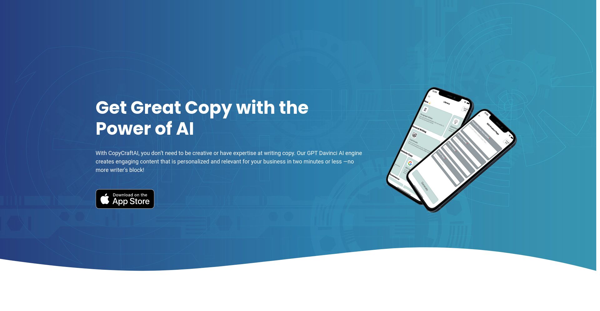 CopyCraft AI - website homepage screenshot