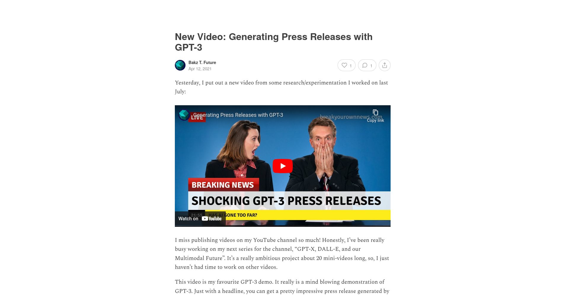 GPT-3 News - website homepage screenshot