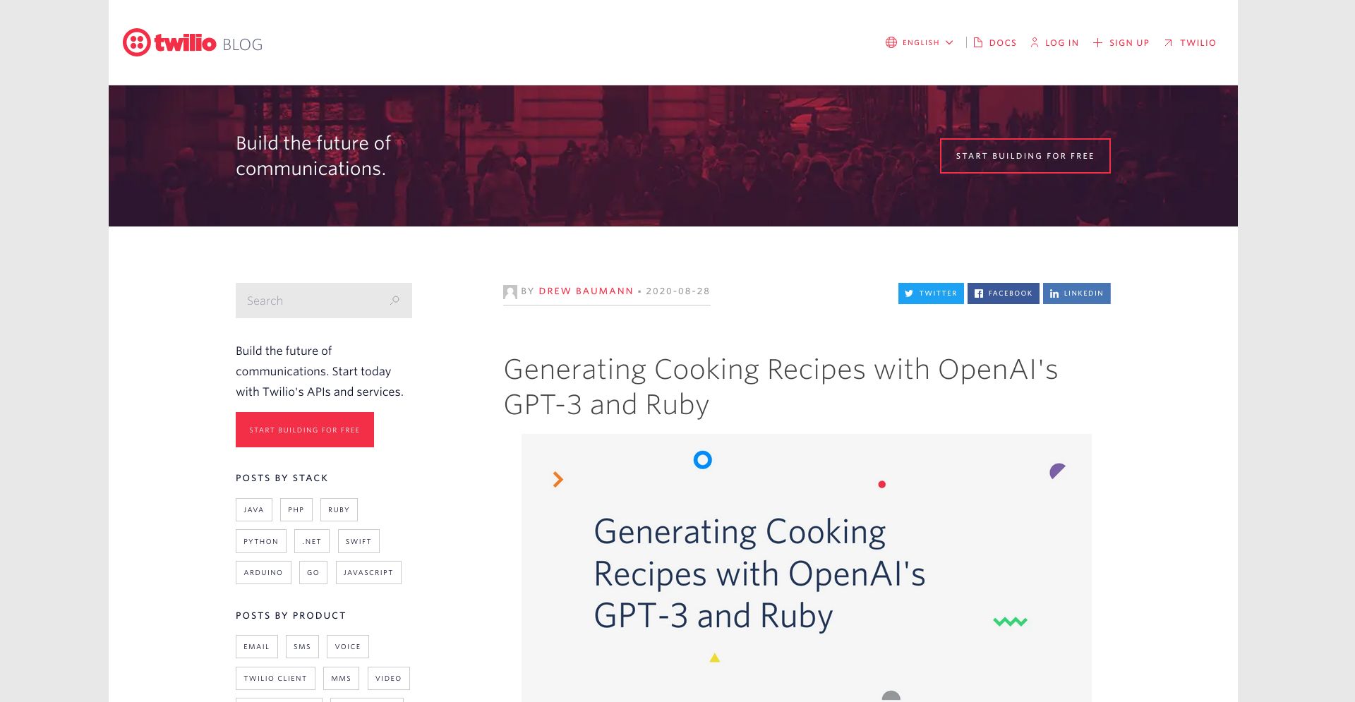 GPT-3 Recipe Builder - website homepage screenshot