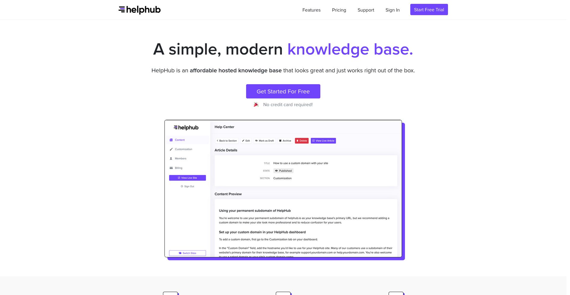 HelpHub - website homepage screenshot