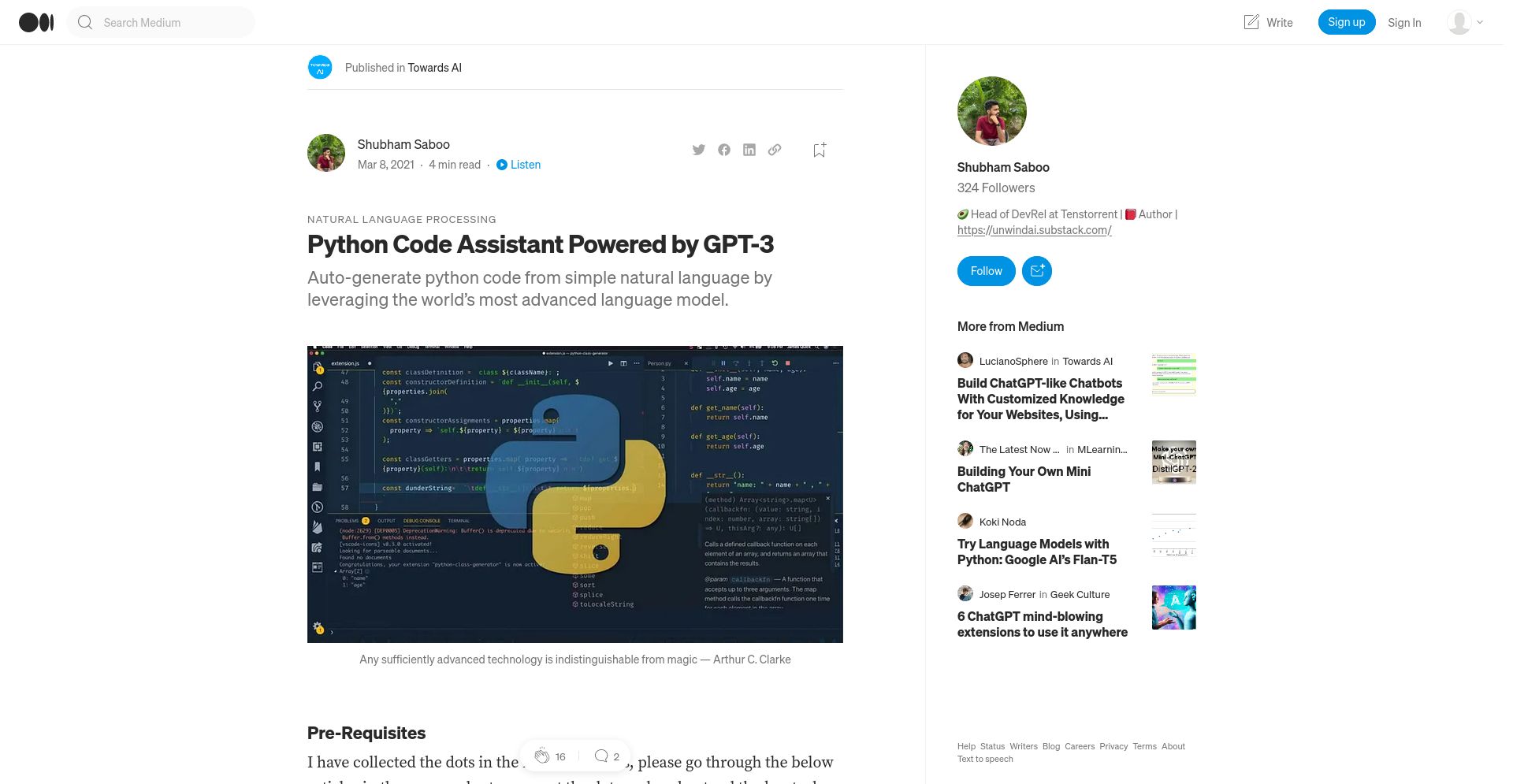 How to build a Python code assistant - website homepage screenshot