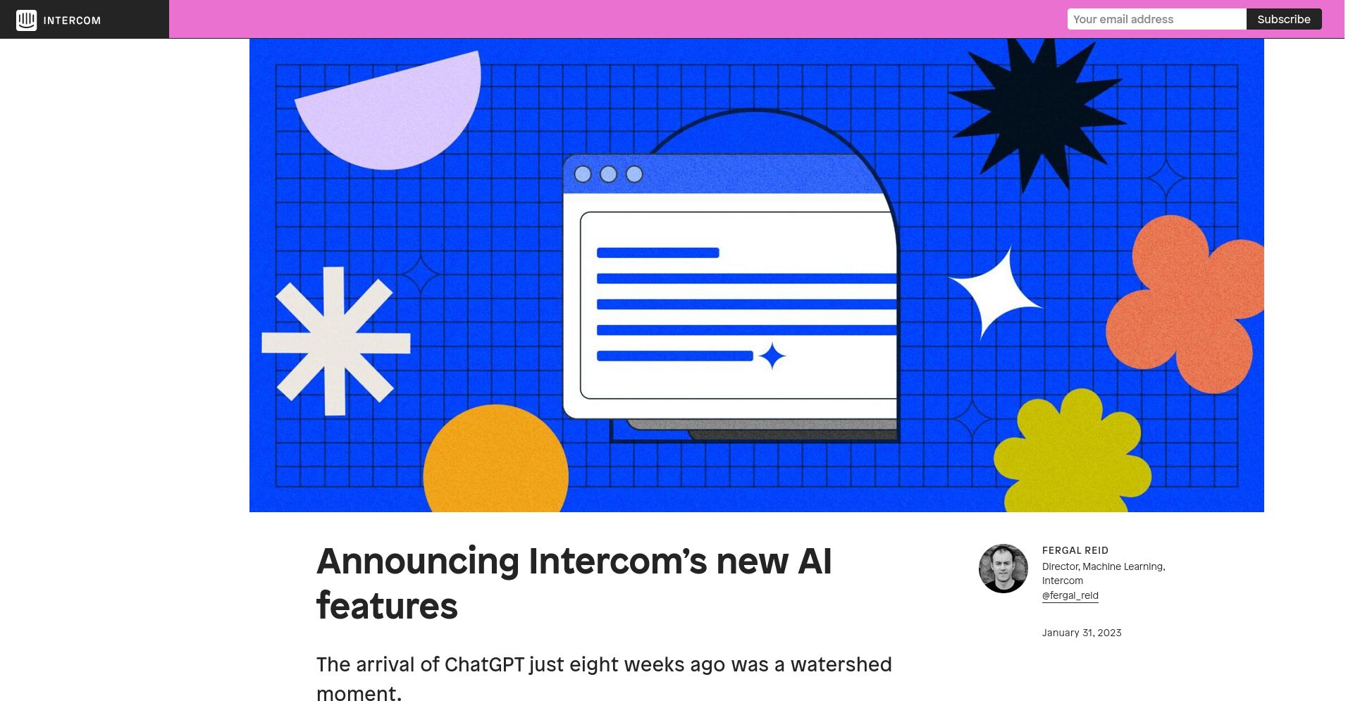 Intercom - website homepage screenshot