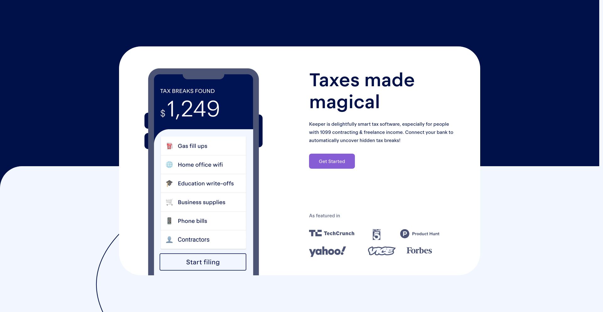 Keeper Tax - website homepage screenshot