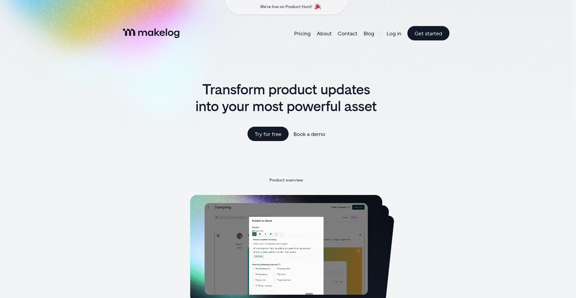 Makelog - website homepage screenshot