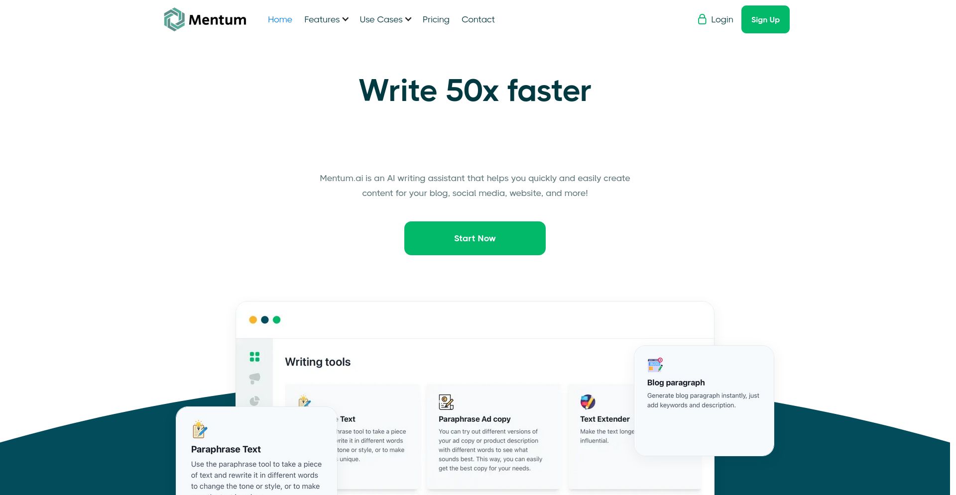 Mentum.ai - website homepage screenshot