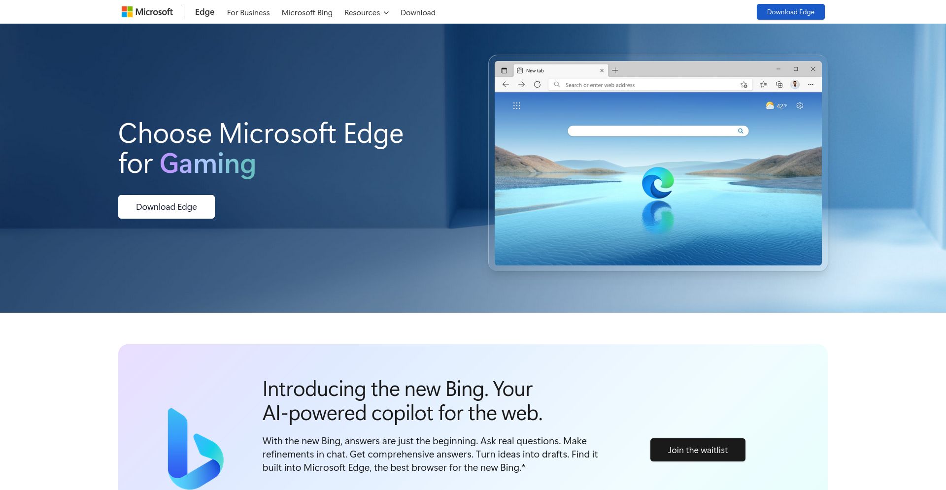 Microsoft Edge - website homepage screenshot