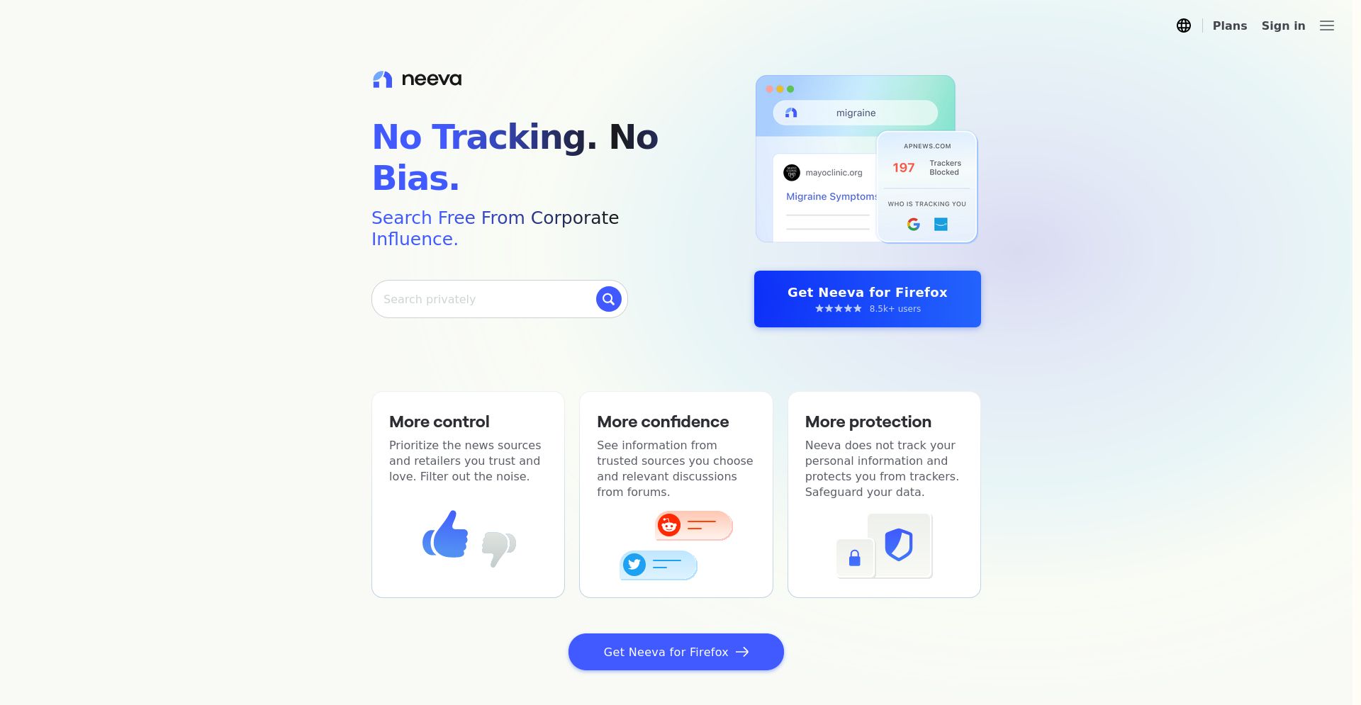 Neeva - website homepage screenshot