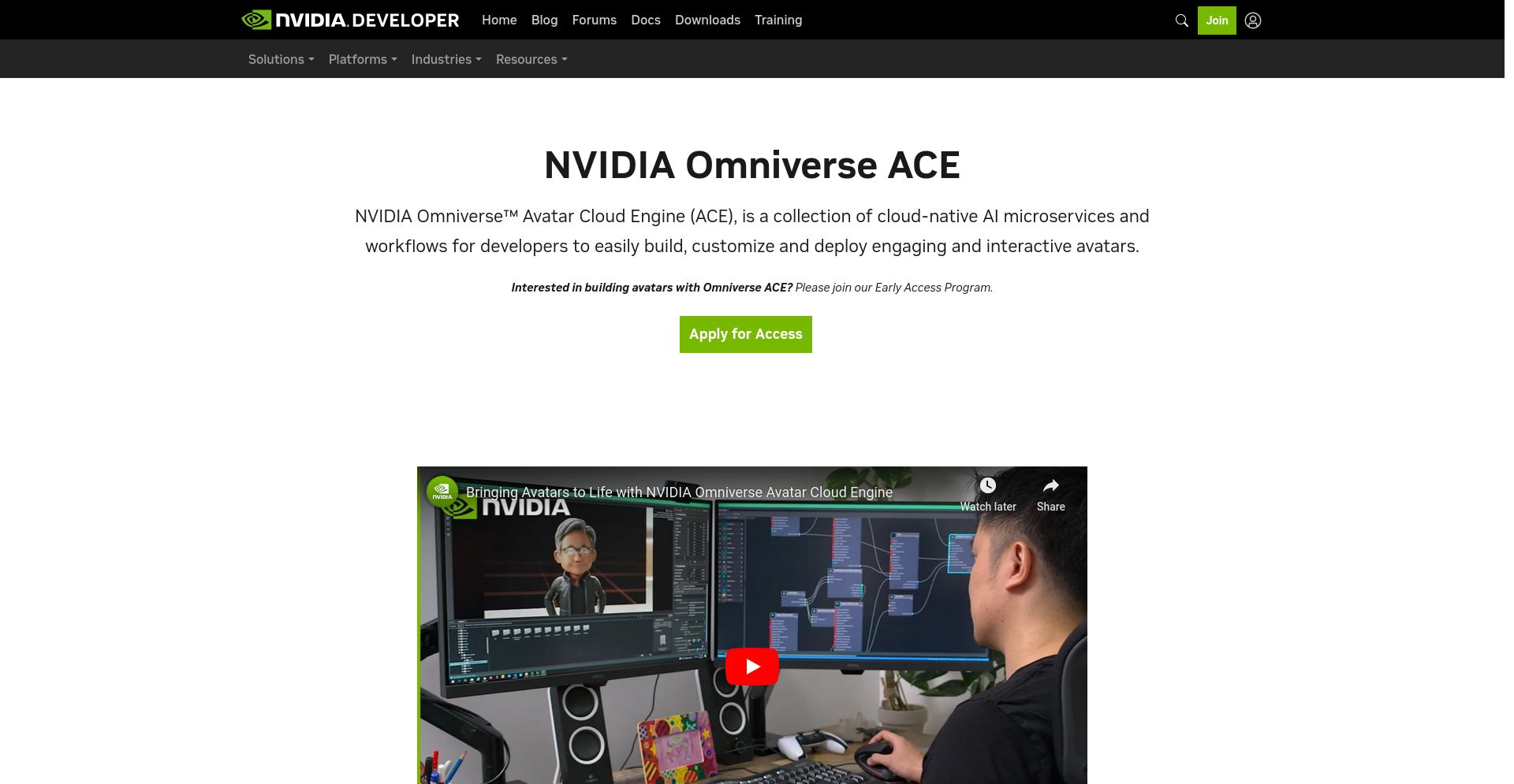 Nvidia Omniverse Avatar - website homepage screenshot