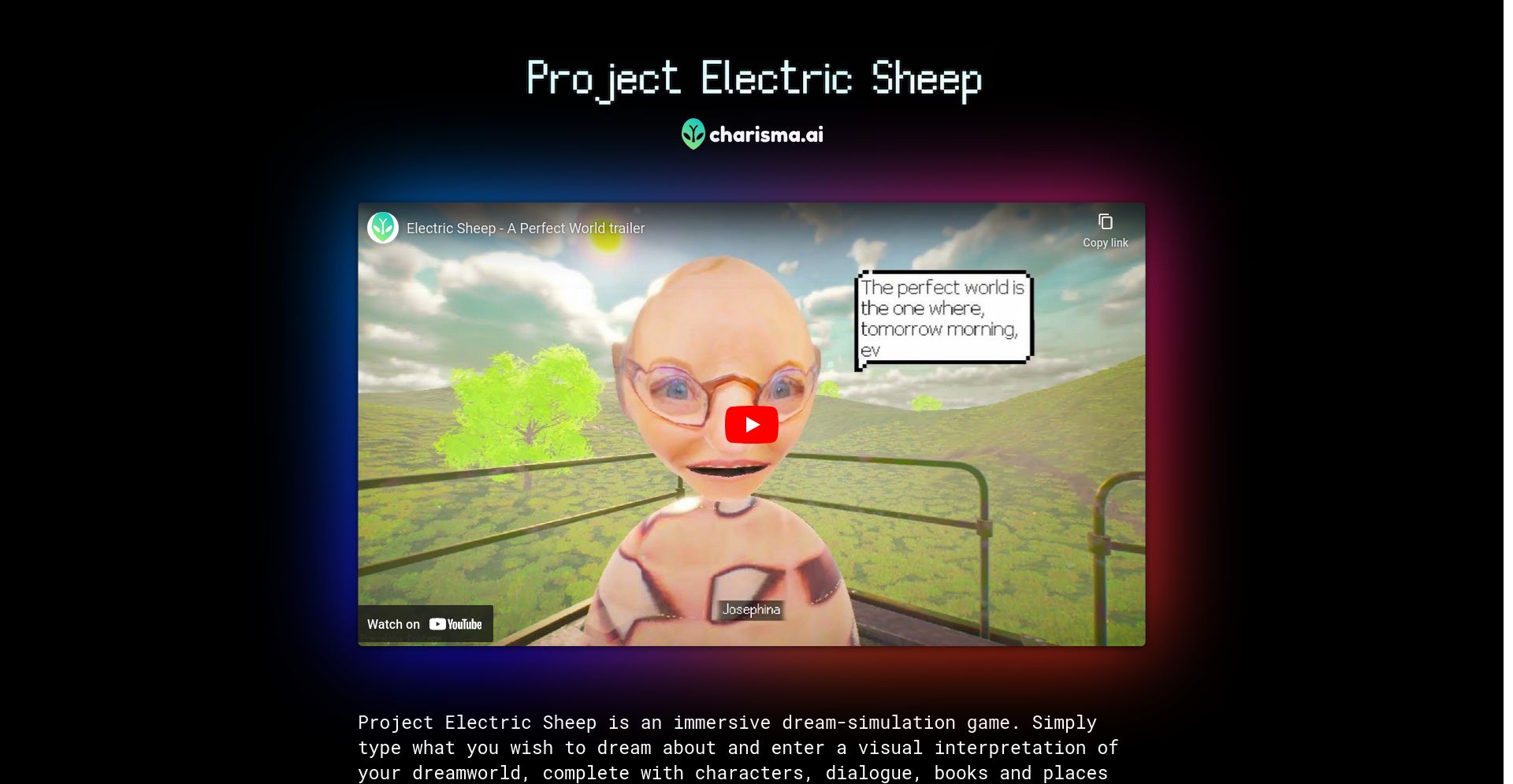 Project Electric Sheep - website homepage screenshot