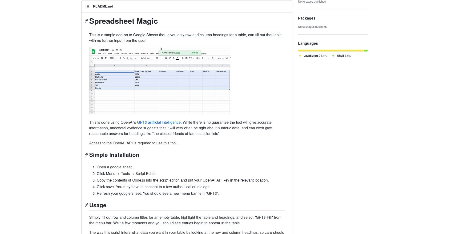 Spreadsheet Magic - website homepage screenshot