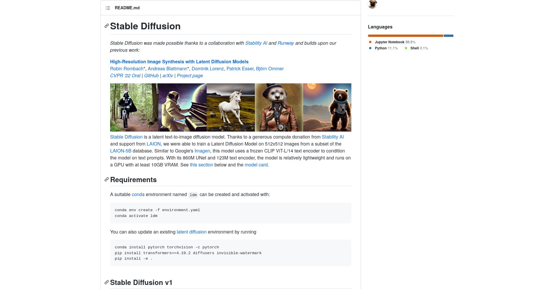 Stable Diffusion - website homepage screenshot