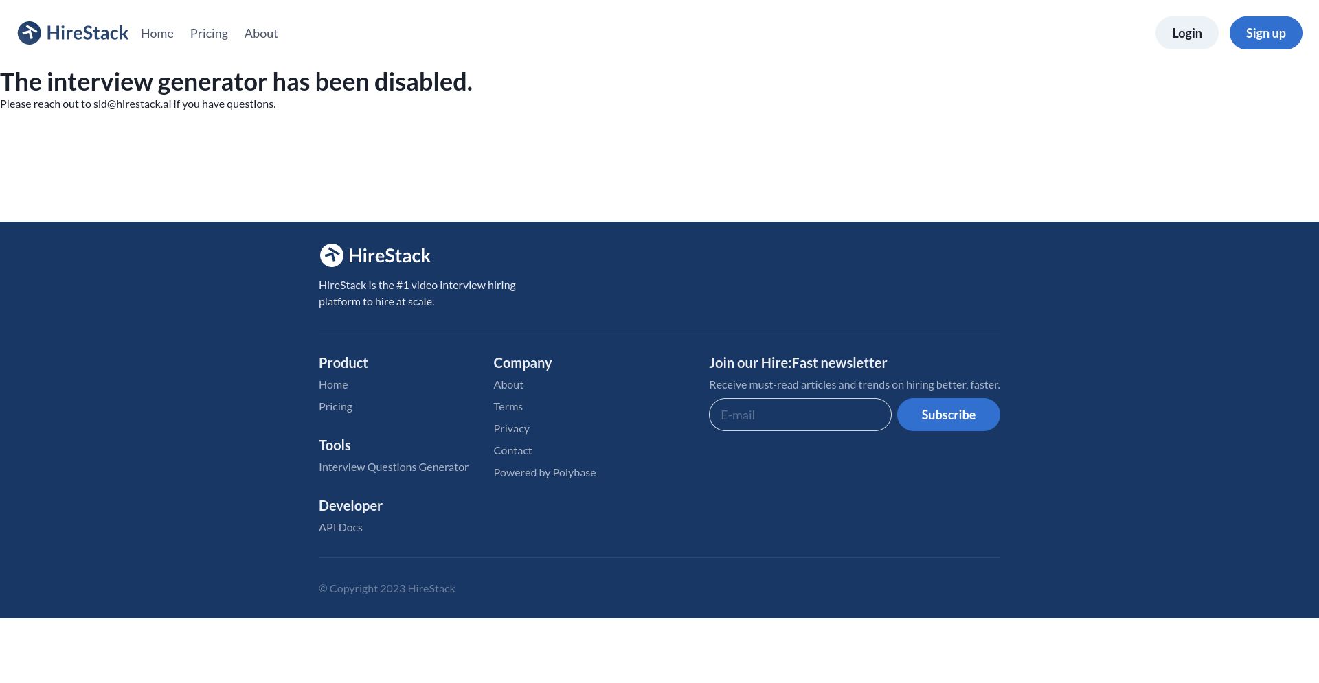 This Interview Does Not Exist Demo - HireStack - website homepage screenshot