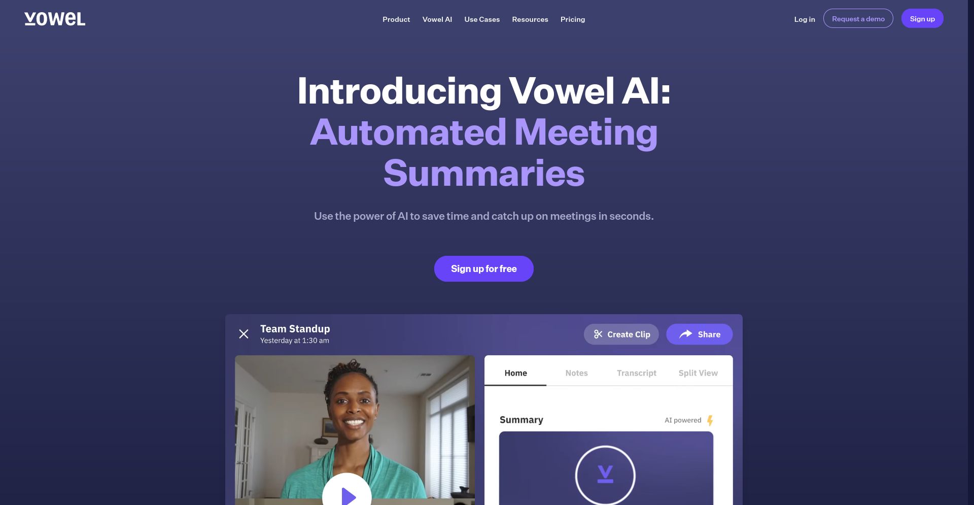 Vowel AI - website homepage screenshot